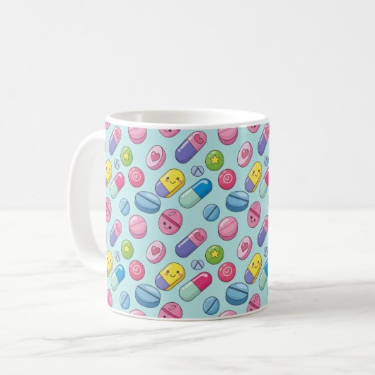 Funny Smiling Pills Pharmacy CPhT Kaffeetasse (Vorderseite Links)