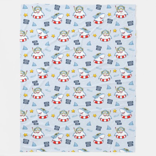 Funny Smiling Shark Life Preserver Snorkel Goggles Fleecedecke (Vorderseite)