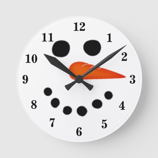Funny Smiling Snowman Runde Wanduhr (Vorderseite)