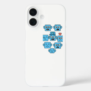 Funny Smilo Emoji Iphone Case-Niedlich Blue Faces. 16 Hülle
