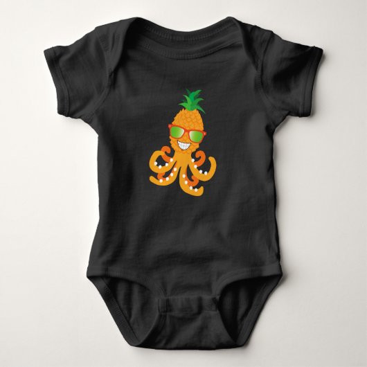 FUNNY SMILY EXOTIC TROPICAL PINEAPPLE OCTOPUS BABY STRAMPLER (Vorderseite)