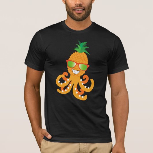 FUNNY SMILY EXOTIC TROPICAL PINEAPPLE OCTOPUS T-Shirt (Vorderseite)
