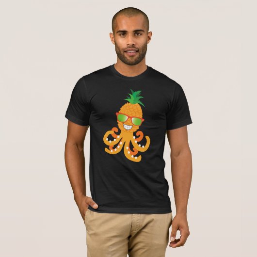 FUNNY SMILY EXOTIC TROPICAL PINEAPPLE OCTOPUS T-Shirt (Vorne ganz)