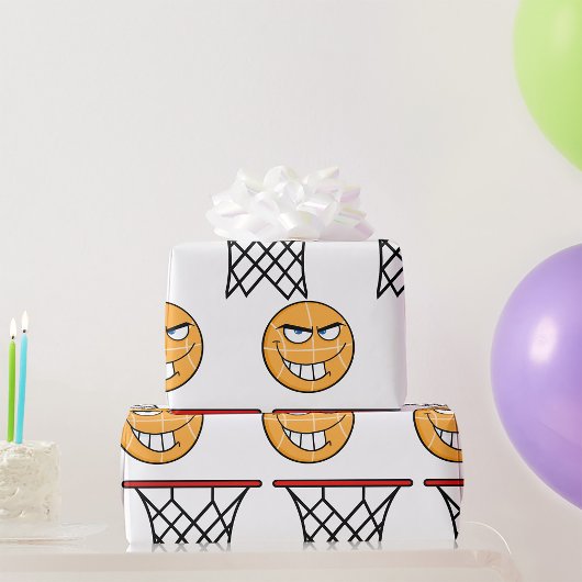 Funny Smirking Basketball Face Dunking Geschenkpapier