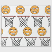 Funny Smirking Basketball Face Dunking Geschenkpapier (Flach)