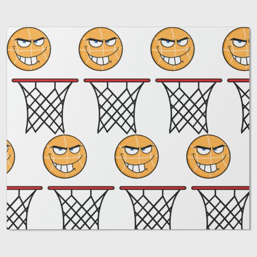 Funny Smirking Basketball Face Dunking Geschenkpapier (Flach)