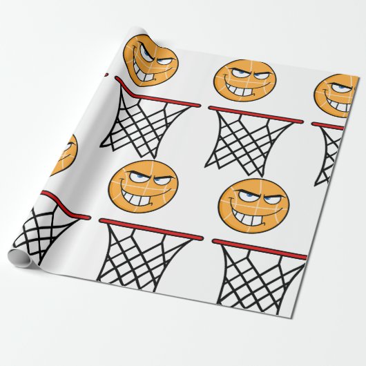 Funny Smirking Basketball Face Dunking Geschenkpapier (Ungerollt)