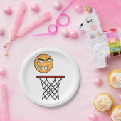 Funny Smirking Basketball Face Dunking Pappteller (Party)