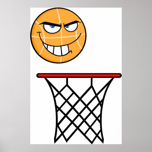 Funny Smirking Basketball Face Dunking Poster (Vorne)