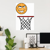 Funny Smirking Basketball Face Dunking Poster (Heimbüro)