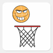 Funny Smirking Basketball Face Dunking Quadratischer Aufkleber (Vorderseite)
