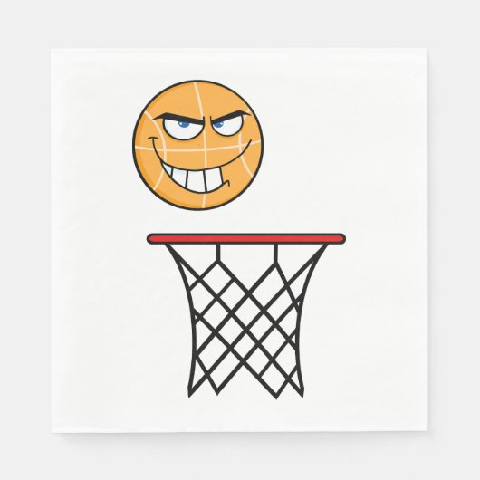 Funny Smirking Basketball Face Dunking Serviette (Vorderseite)
