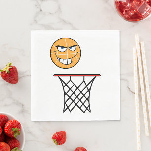 Funny Smirking Basketball Face Dunking Serviette