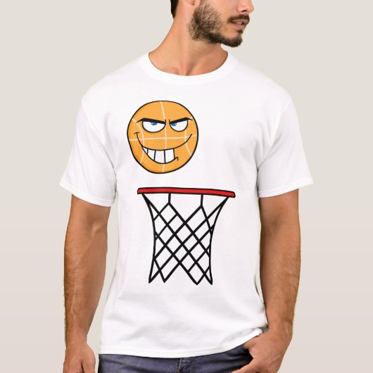 Funny Smirking Basketball Face Dunking T-Shirt (Vorderseite)