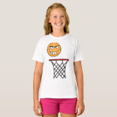 Funny Smirking Basketball Face Dunking T-Shirt (Vorne ganz)