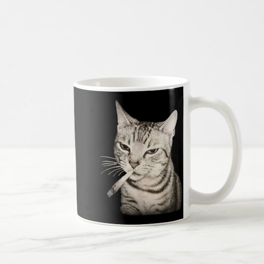Funny Smoking Cat Cigarette Kitty Gen Z Meme  Kaffeetasse (Rechts)