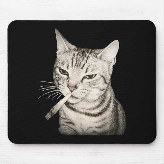 Funny Smoking Cat Cigarette Kitty Gen Z Meme  Mousepad (Vorne)