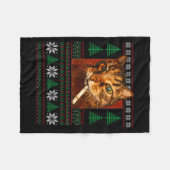 Funny Smoking Cat Meme Christmas Ugly Fleecedecke (Vorderseite (Horizontal))