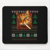 Funny Smoking Cat Meme Christmas Ugly  Mousepad (Vorne)