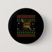 Funny Smoking Cat Meme Christmas Ugly Sweater Cat Button (Vorderseite)