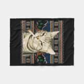 Funny Smoking Cat Meme Christmas Ugly Sweater Cat Fleecedecke (Vorderseite (Horizontal))