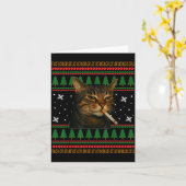 Funny Smoking Cat Meme Christmas Ugly Sweater Cat  Karte (Gelbe Blume)