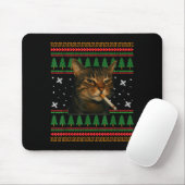 Funny Smoking Cat Meme Christmas Ugly Sweater Cat Mousepad (Mit Mouse)