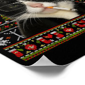 Funny Smoking Cat Meme Christmas Ugly Sweater Cat Poster (Ecke)