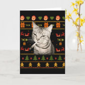 Funny Smoking Cat Meme Christmas Ugly Sweaters For Karte (Gelbe Blume)