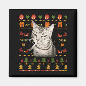Funny Smoking Cat Meme Christmas Ugly Sweaters For Magnet (Vorne)