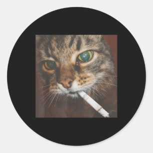 Funny Smoking Cat Meme Runder Aufkleber