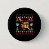 Funny Smoking Cat Meme Ugly Christmas Sweater For Button (Vorderseite)