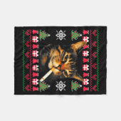 Funny Smoking Cat Meme Ugly Christmas Sweater For Fleecedecke (Vorderseite (Horizontal))