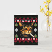 Funny Smoking Cat Meme Ugly Christmas Sweater For Karte (Gelbe Blume)