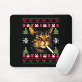 Funny Smoking Cat Meme Ugly Christmas Sweater For Mousepad (Mit Mouse)