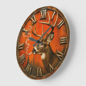 Funny Smoking Deer Rustic Hunting Cabin Große Wanduhr (Winkel)