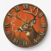 Funny Smoking Deer Rustic Hunting Cabin Pappteller (Vorderseite)
