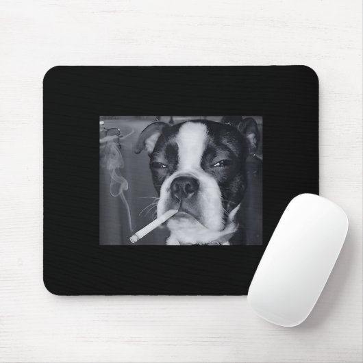 Funny Smoking Dog Meme Cigarette Gen Z Meme Dog Lo Mousepad (Mit Mouse)