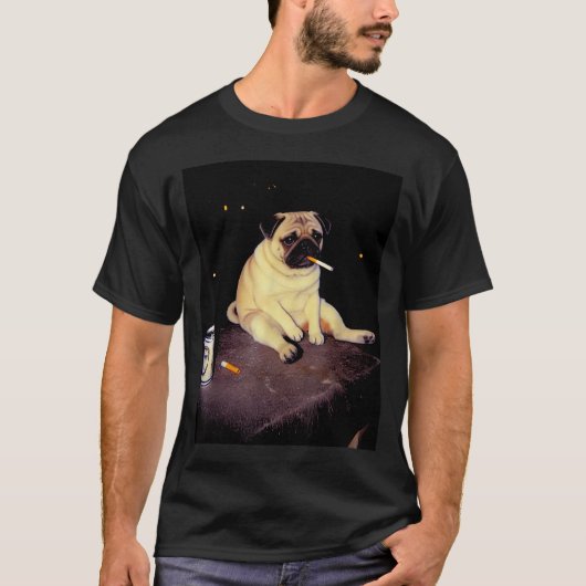 Funny Smoking Dog Pug Meme  T-Shirt (Vorderseite)