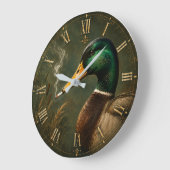 Funny Smoking Duck Hunter Cabin  Große Wanduhr (Winkel)