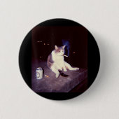 Funny Smoking Meme Cigarette Kitten Brainrot Alber Button (Vorderseite)