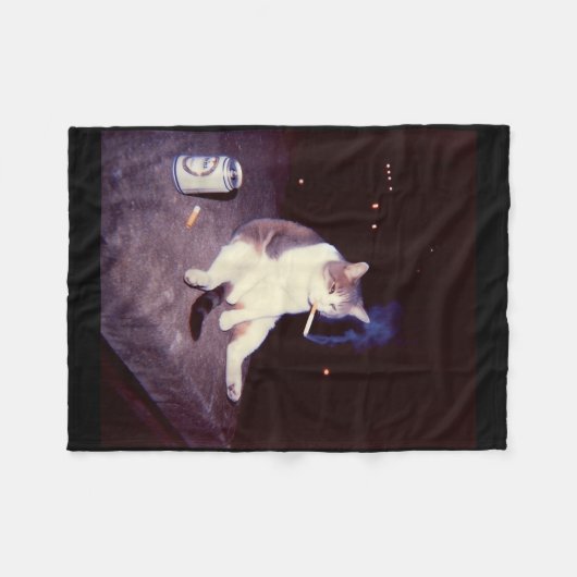 Funny Smoking Meme Cigarette Kitten Brainrot Alber Fleecedecke (Vorderseite (Horizontal))