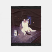 Funny Smoking Meme Cigarette Kitten Brainrot Alber Fleecedecke (Vorderseite)