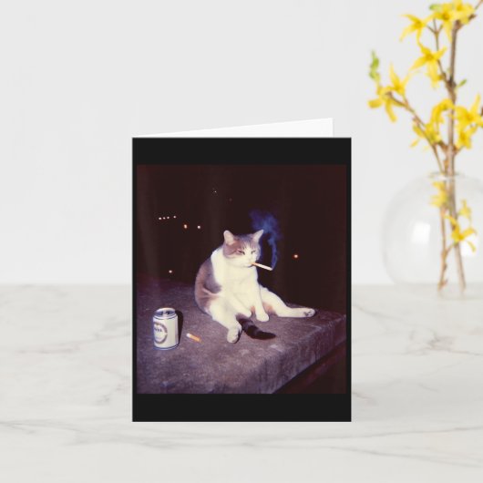 Funny Smoking Meme Cigarette Kitten Brainrot Alber Karte (Gelbe Blume)