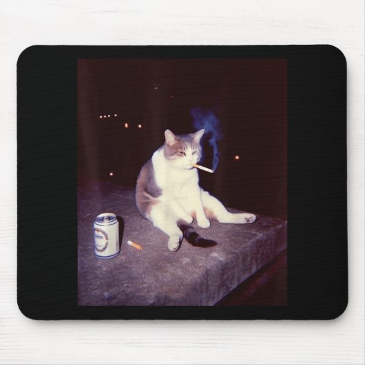 Funny Smoking Meme Cigarette Kitten Brainrot Alber Mousepad (Vorne)