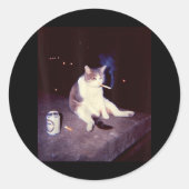 Funny Smoking Meme Cigarette Kitten Brainrot Alber Runder Aufkleber (Vorderseite)