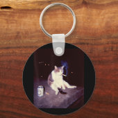 Funny Smoking Meme Cigarette Kitten Brainrot Alber Schlüsselanhänger (Vorderseite)