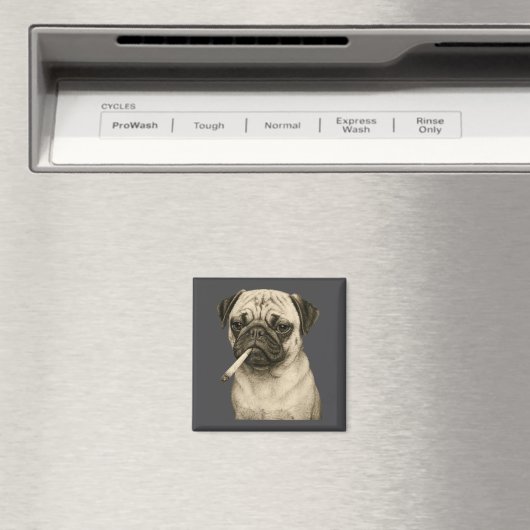 Funny Smoking Pug Dog Cigarette Gen Z Meme Graphic Magnet (In Situ (Geschirrspüler))