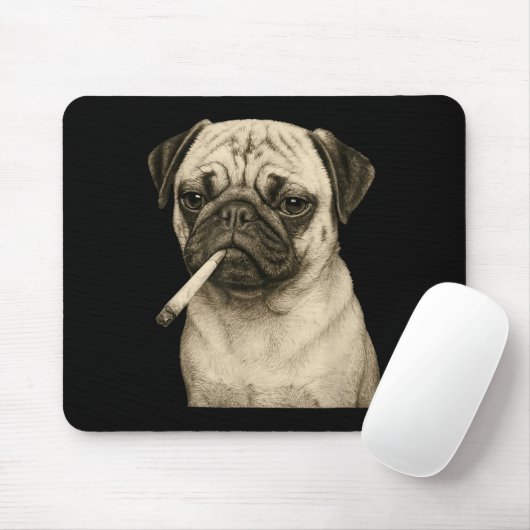 Funny Smoking Pug Dog Cigarette Gen Z Meme Graphic Mousepad (Mit Mouse)