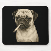 Funny Smoking Pug Dog Cigarette Gen Z Meme Graphic Mousepad (Vorne)